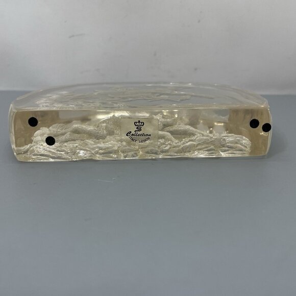 Vintage Deer Fawn Etched Sculpture Block Clear Lucite Acrylic Plastic Collection - Picture 4 of 13